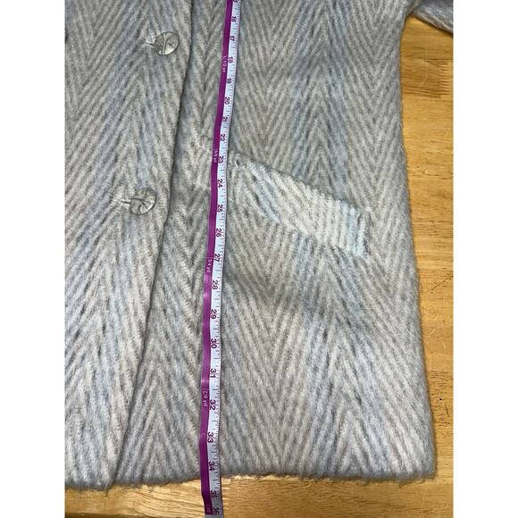 Womens Luxus Qualitat Mohair Wool Coat Overcoat Herringbone Jacket Size XL - Picture 12 of 12
